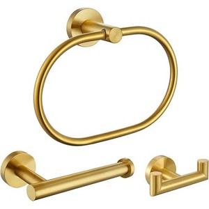 Mixxidea Round Double Towel Hook Bundle with Toilet Paper Holder, Oval Towel Ring - 1 of 4