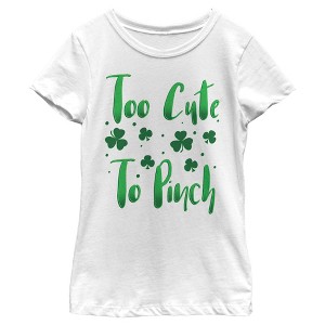 Girl's Lost Gods St. Patrick's Day Too Cute To Pinch T-Shirt - 1 of 4