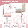 Tangkula Pink Kids Desk & Chair Set Height Adjustable Children School Study Table & Chair - 3 of 4