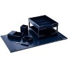 Dacasso 8-Piece Bonded Leather Desk Set - Leather, Velveteen - Navy Blue - 1 Set - 2 of 3