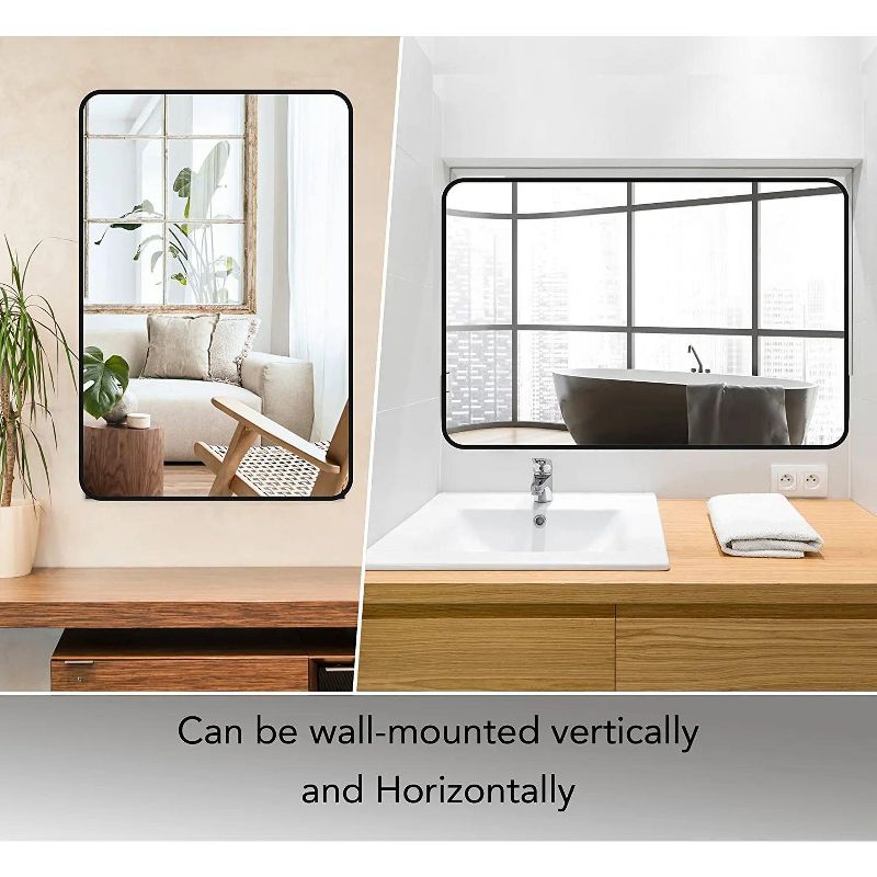 Serio Metal Framed Rounded Corner Rectangular Vanity Mount Decorative Bathroom Vanity Mirrors-The Pop Home, 3 of 8