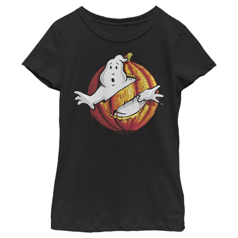 Girl's Ghostbusters Halloween Pumpkin Logo T-Shirt, 1 of 5