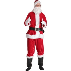 #followme Men's Santa Claus Costume - 6 Pc Velvet Christmas Xmas Santa outfit - 1 of 3