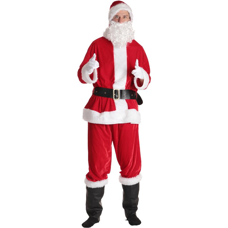 #followme Men's Santa Claus Costume - 6 Pc Velvet Christmas Xmas Santa outfit, 1 of 4