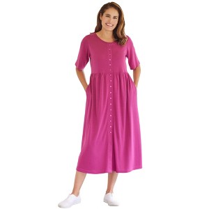 Woman Within Button-Front Essential Dress - 1 of 4