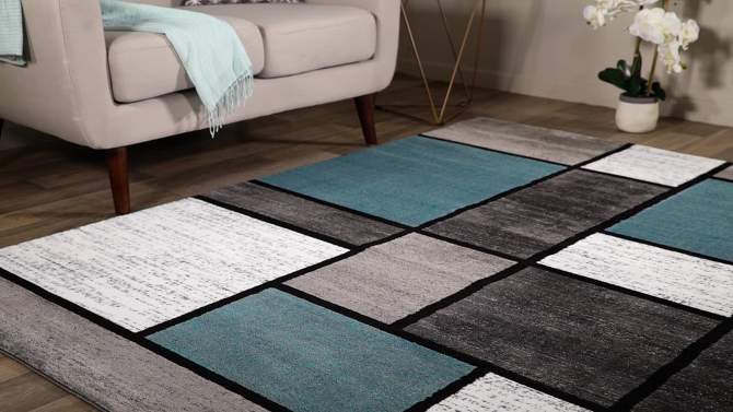 World Rug Gallery Contemporary Modern Boxed Color Block Area Rug, 2 of 12, play video