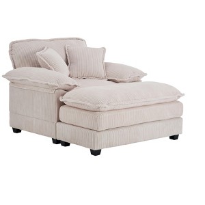 Dexmalle 56.3 Inch Corduroy single sofa With 2 toss pillows and a ottoman - 1 of 4