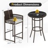 Costway 3 Piece Wicker Patio Bar Set with 2 Seat Cushions Glass Tabletop for Backyard - 3 of 4