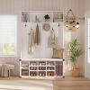 Multifunctional 4-in-1 Entryway Hall Tree with Bench - 51" Wide, 5 Hooks, 12 Shoe Cubbies, 3 Shelves, Farmhouse Storage Organizer, White - 3 of 4