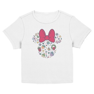 Juniors Minnie Mouse Christmas Bows and Ornaments Icons T Shirt - 1 of 4