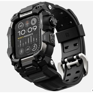 Worryfree Gadgets Ultimal Series Shield Protect Heavy Duty Rugged Band with Case for Apple Watch 46mm, Black - 1 of 4