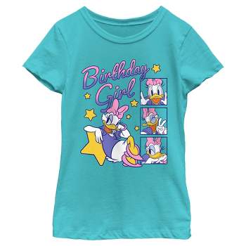 Girl's Mickey & Friends Daisy Duck Birthday Star Girl  T-Shirt - Tahiti Blue - Medium