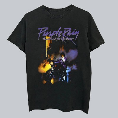 Men's Prince Purple Rain Short Sleeve Graphic Crewneck T-Shirt - Black