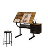 SKRAN Adjustable Drafting Table, Industrial Style Design Art Desk With Stool And 3 Drawers for Drawing, Crafting, and Office Use - 2 of 4