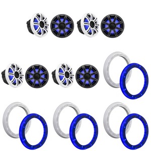 Kicker (4 Pair) 51MSC84 8" LED Premium Marine Speakers & 51KLSR88 - 8.8-Inch to 8-Inch LED Adapter Rings Bundle - 1 of 4