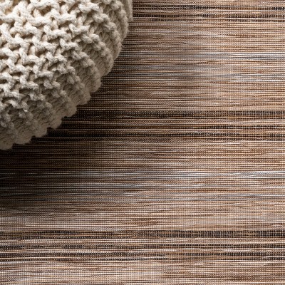 Mid-Century Stripe Synthetic Area Rug - Brown/Natural, Easy Care 2x8