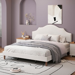 Racxily Bed Frame Upholstered Platform Bed with Adjustable Headboard,Linen Fabric Padded,Modern Simple Style Platform Bed No Box Spring Needed - 1 of 4