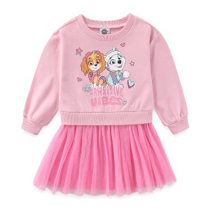 Paw Patrol Nickelodeon Skye and Everest Girls Long Sleeve Tulle Dress for Toddler and Big Kids - 1 of 4