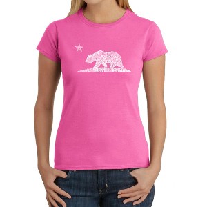 LA Pop Art Women's Word Art T-Shirt - California Bear - 1 of 4