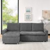 90'' Corduroy Convertible Sleeper Sectional Sofa Bed with Pull Out Bed, Reversible Chaise with Storage and Removable Washable Covers - 2 of 4