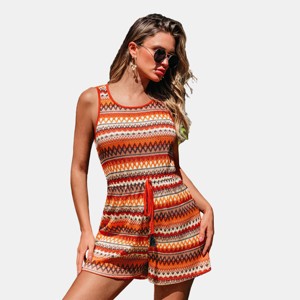 Women's Vibrant Striped Sleeveless Romper - Cupshe - 1 of 4