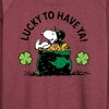 Women's - Peanuts - Lucky To Have Ya Lightweight French Terry Wide Neck Long Sleeve Shirt - 2 of 4