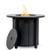 30" Propane Gas Fire Pit Table, 50000 BTU Round Steel Fire Pit with Wood Grain Ceramic Tabletop for Outside Patio Deck Garden Backyard- Black - 2 of 4