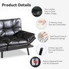 JUJABU Multifunctional Convertible Sleeper Futon Couch, Loveseat Faux Leather Memory Foam Modern Sofa, Light Black - 4 of 4