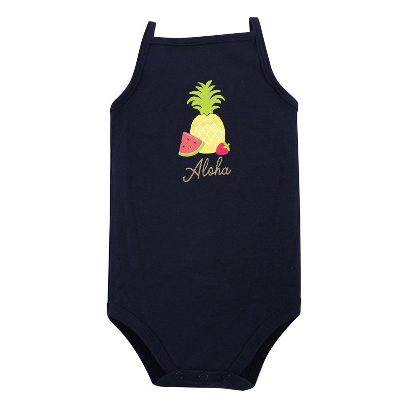 Hudson Baby Infant Girl Cotton Sleeveless Bodysuits 5pk, Hello Sunshine, 6 of 8