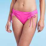 Women's Cinched Side-Tie Hipster Bikini Bottom - Shade & Shore™ Pink