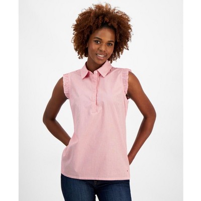 Tommy Hilfiger Womens Striped Peasant Blouse