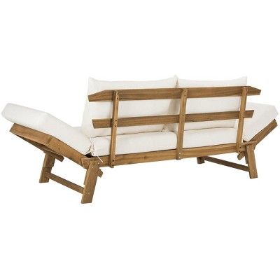 Natural Acacia Wood Daybed with Beige Cushions