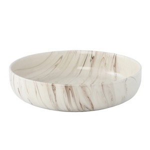 Lorren Home Trends Stoneware Serving Bowl, 12 Inch Shiny Marble Pattern, Brown and White Swirl, 96 Oz Capacity, Dishwasher and Microwave Safe - 1 of 4