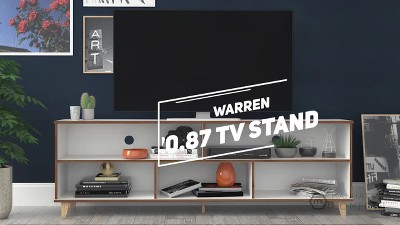 Warren White and Oak 71" TV Stand with Shelves