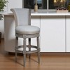 HomeRoots 30" Gray Solid Wood and Linen Bar Height Swivel Bar Chair - 2 of 4