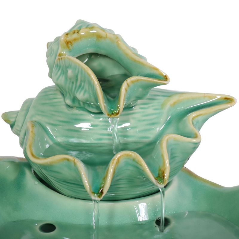 Sunnydaze Indoor Home Decorative Stacked Tiered Seashells Tabletop Water Fountain Feature - 7" - Green, 5 of 12