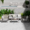 HAPPATIO Patio Outdoor Furniture Set,4 Piece Aluminum Patio Conversation Set with Coffee Table, Armchairs and 3-Seat Sofa for Backyard Deck Poolside - 2 of 4