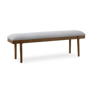 Signature Design by Ashley Lyncott 59" Upholstered Solid Wood Frame Dining Bench, Gray/Brown - 1 of 4