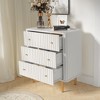 Syemin Decorative Storage Cabinets, Four-Door Cabinet with Three Drawers, Dresser with Grooved Texture for Living Room, Wardrobe, - 3 of 4