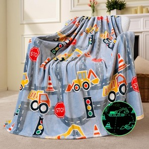 Glow in The Dark Blanket-50"×60"Soft Cozy Flannel Kids Throw Blanket Birthday Bedroom Decor for Girls Boys Age 2 3 4 + - 1 of 4