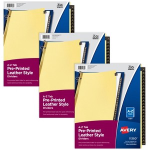 Avery A-Z Dividers for 3 Ring Binders, 25 Tabs per Set, Pre-Printed Black Leather Tabs (3 Sets of 21350) - 1 of 4