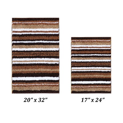 Griffie Café Brown and White Polyester Bath Rug Set