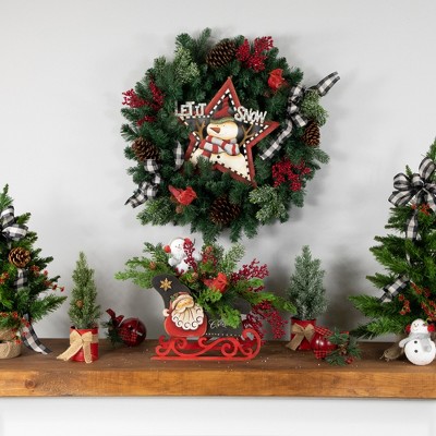 Lush Eden Pine 26" Artificial Christmas Wreath with Ribbon Accents