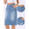 INSPIRE CHIC Women's Denim High Waist Back Slit Stretch Midi Skirts with Pockets - 2 of 4