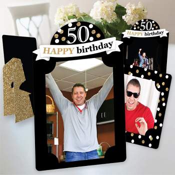 Big Dot of Happiness Adult 50th Birthday - Gold - Birthday Party 4x6 Picture Display - Paper Photo Frames - Set of 12