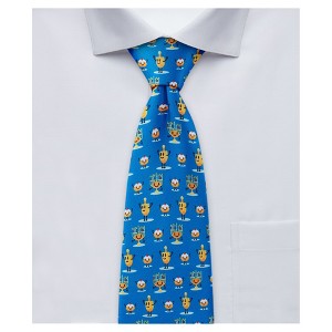 Jacob Alexander Men's Happy Hanukkah Pre-Tied Zipper Necktie - Blue - 1 of 4