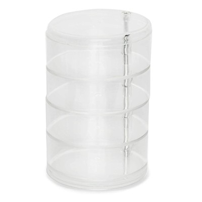 Juvale 4 Tiers Plastic Jewelry Organizer, Hair Tie Container for Bathroom (4.5 x 6.9 In)