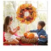 Maple Leaf, Berries, Wheat, Pumpkins & Fall Orange Wreath - 24" Artificial Wreath for Front Door Wall Window & Thanksgiving Decor Rattan Gift Ornamen - 4 of 4