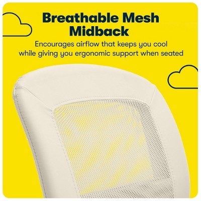 Cream Faux Leather and Mesh Swivel Ergonomic Task Chair