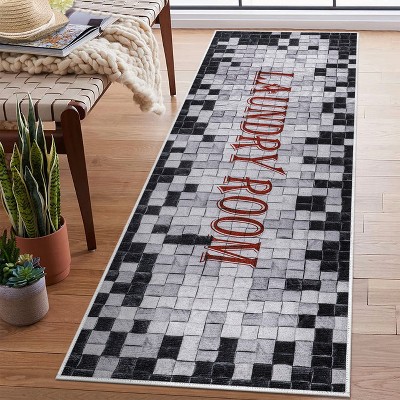 Sussexhome Non Skid Cotton Washable Laundry Room Indoor Runner Rug, 20" x 59"